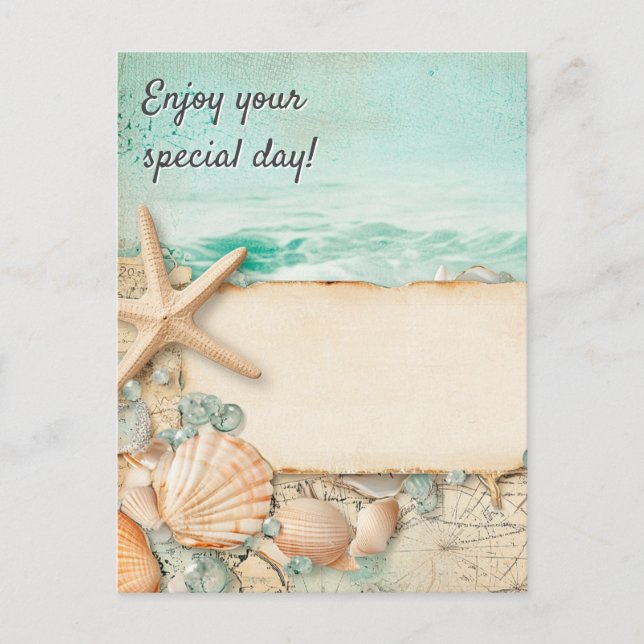Enjoy your special day beach postcard (Front)