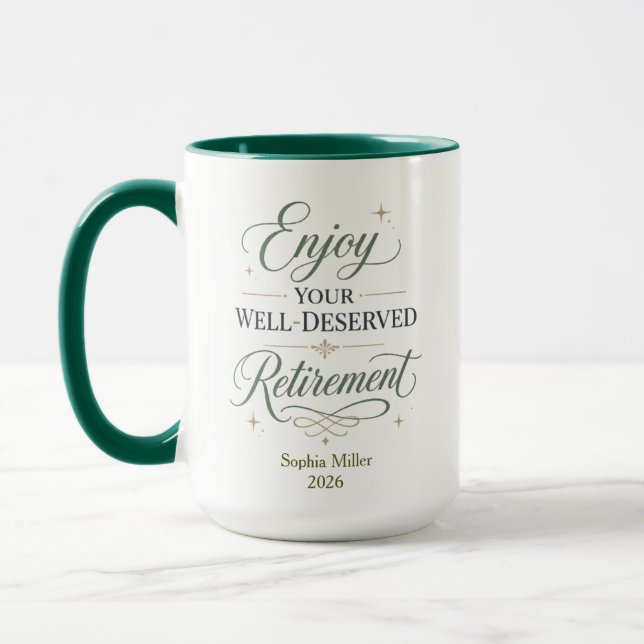Enjoy Your Well-Deserved Retirement Personalised  Mug (Left)