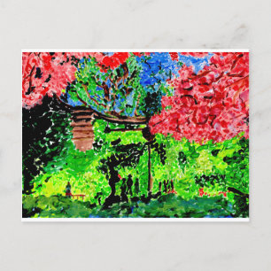 Enjoying cherry blossoms postcard