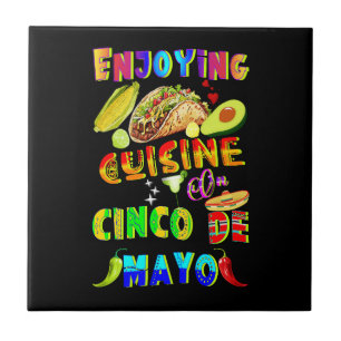 Enjoying Cuisine On Cinco de Mayo Ceramic Tile