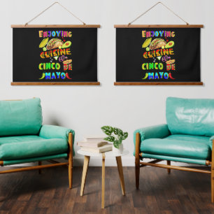 Enjoying Cuisine On Cinco de Mayo Hanging Tapestry