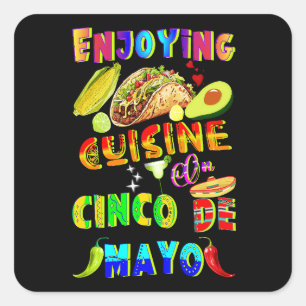 Enjoying Cuisine On Cinco de Mayo Square Sticker