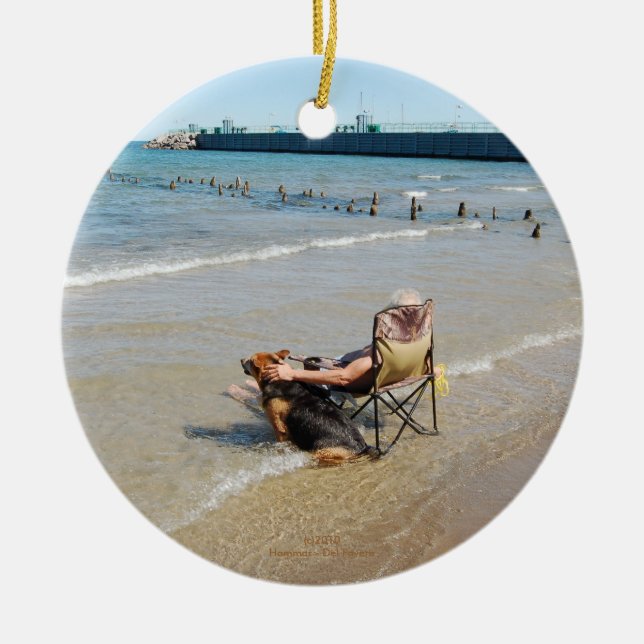 Enjoying Lake Michigan Ornament or Pendant (Front)
