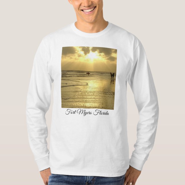 Enjoying The Beach at Sunset T-Shirt (Front)