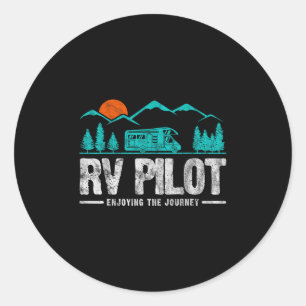 Enjoying The Journey Rv Pilot Camp Couple Camping Classic Round Sticker
