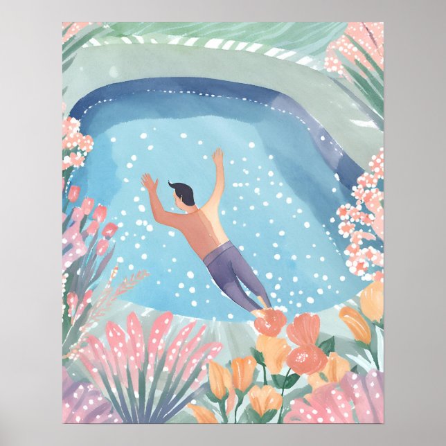 Enjoying the pool poster (Front)
