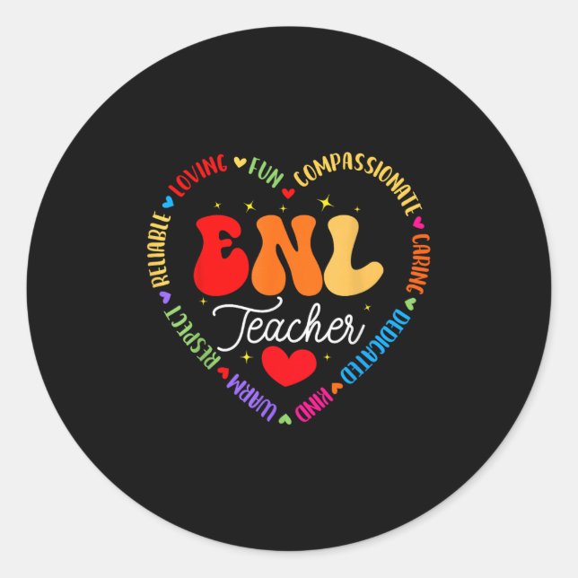 Enl Teacher Squad English New Language Squad Crew  Classic Round Sticker (Front)