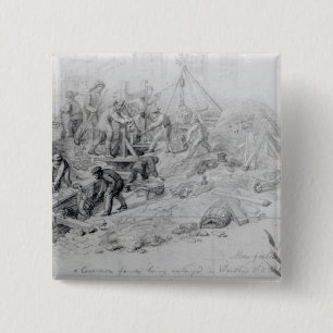 Enlarging the sewers at Moorfields, London, 1841 15 Cm Square Badge