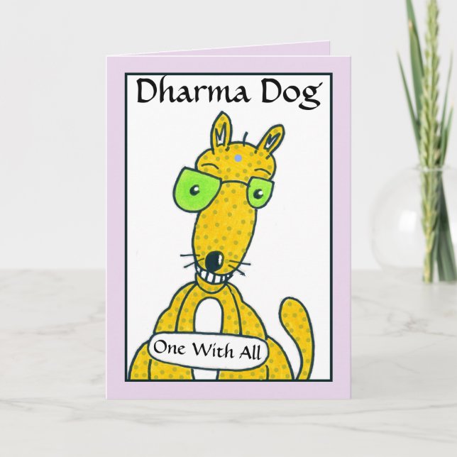 Enlightened Dog Greeting Card, DenisGastonArt Card (Front)