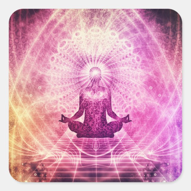Enlightened Meditation Law of Attraction Chakra Square Sticker (Front)