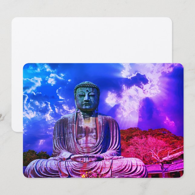 Enlightenment Meditating Buddha Statue colour Invitation (Front/Back)