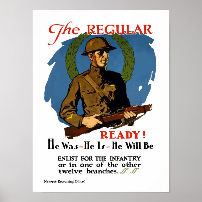 Enlist For The Infantry -- WWI Poster (Front)
