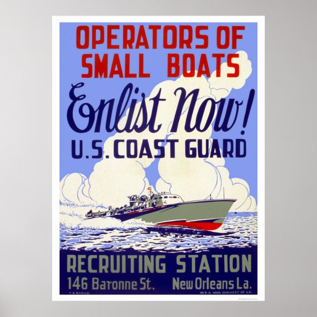 Enlist now!  U.S. Coast Guard - WPA Poster (Front)