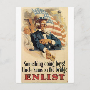 "Enlist" Old U.S. Military Poster circa 1917 Postcard