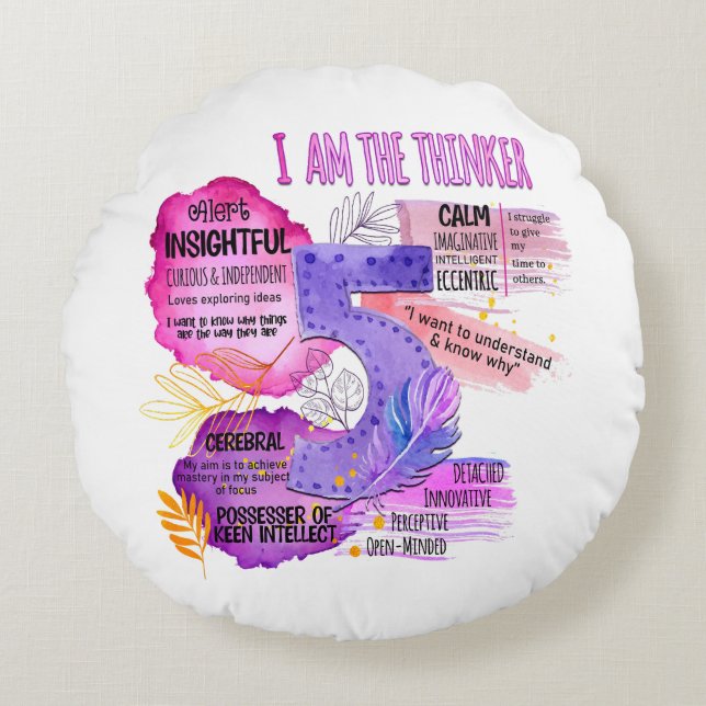 Enneagram Type 5 - I Am The Thinker Round Cushion (Front)