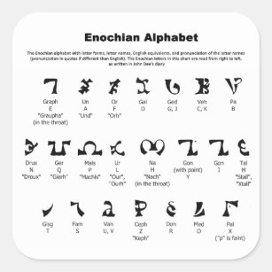 Enochian Alphabet Chart Square Sticker