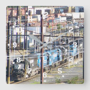 Enola Norfolk Southern Railroad Yard Harrisburg PA Square Wall Clock