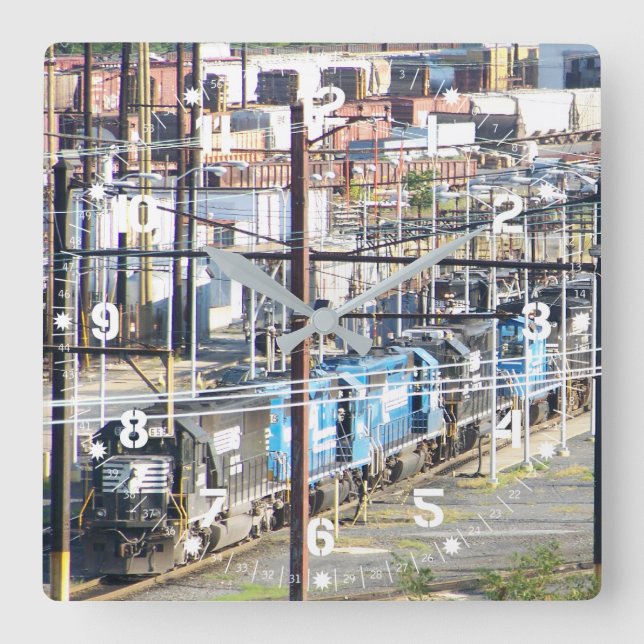 Enola Norfolk Southern Railroad Yard Harrisburg PA Square Wall Clock (Front)