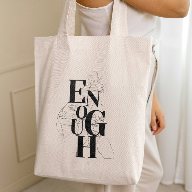 Enough Empowering Minimalist Lettering Graphic Tote Bag (Creator Uploaded)