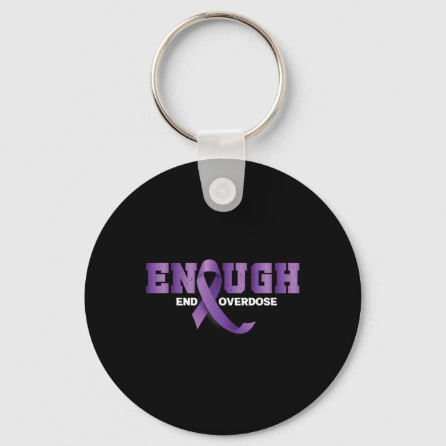 Enough End Overdose Purple Ribbon Overdose Awarene Key Ring (Front)