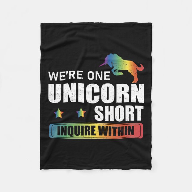 Enquire Within Funny Polyamory Unicorn Hunting A P Fleece Blanket (Front)