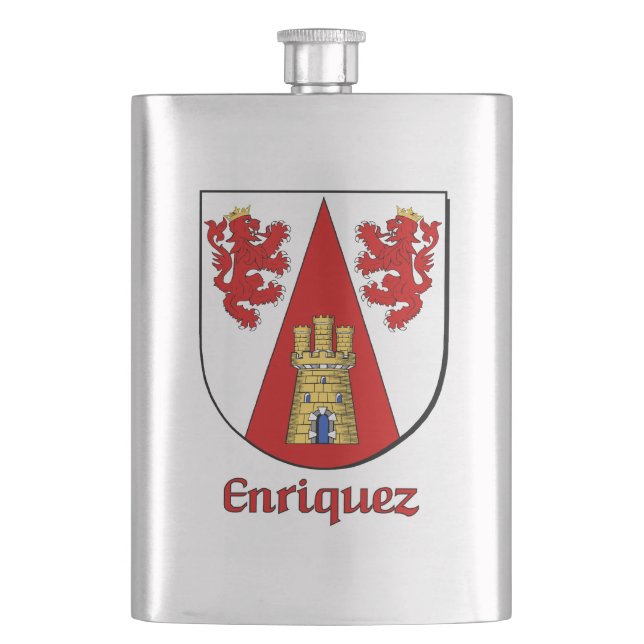 Enriquez Heraldic Shield Hip Flask (Front)