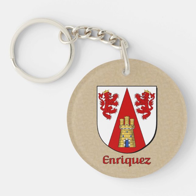 Enriquez Historical Shield with Flag of Spain Key Ring (Front)