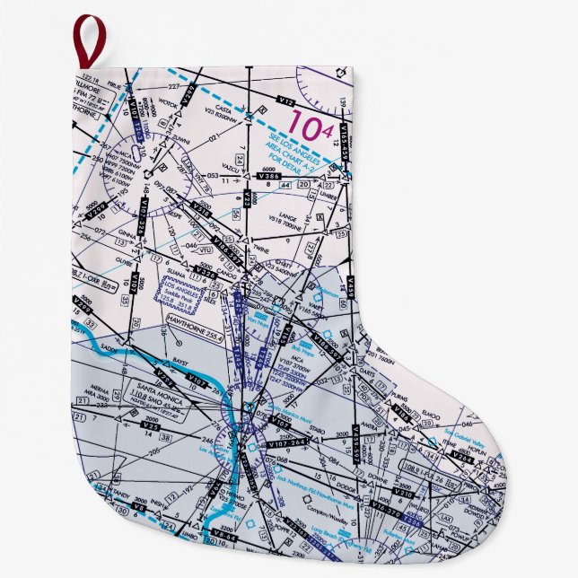 Enroute Low Altitude Chart Large Christmas Stocking (Front)