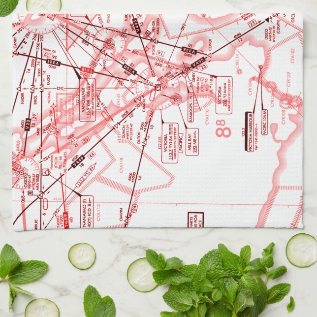 Enroute Low Altitude Chart Tea Towel (Folded)