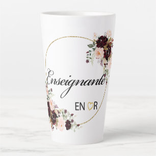 Énseignante Floral Watercolor Latte Mug