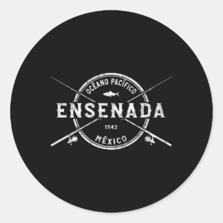 Ensenada Crossed Fishing Rods Classic Round Sticker