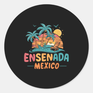Ensenada Mexico Tropical Sunset Beach Souvenir Vac Classic Round Sticker