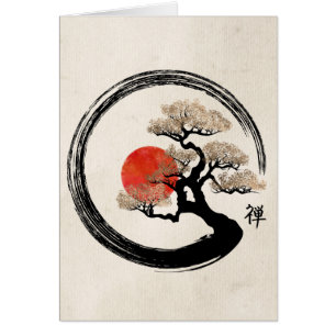 Enso Circle and Bonsai Tree on Canvas