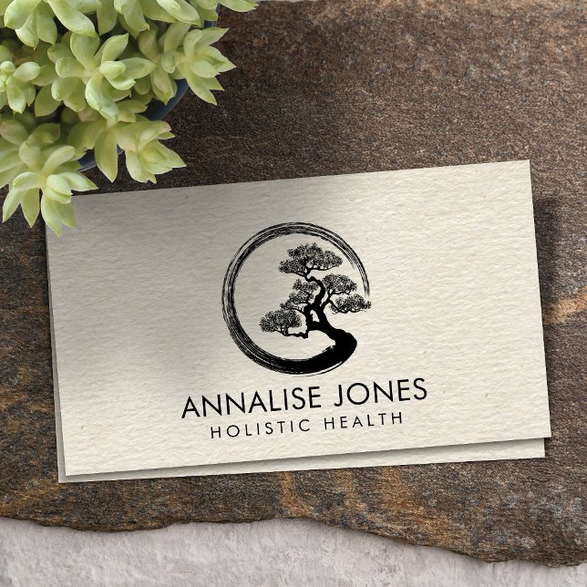 Enso Circle and Bonsai Tree on Canvas Business Card (Creator Uploaded)