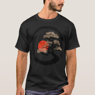Enso Circle And Bonsai Tree On Canvas T-Shirt