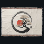 Enso Circle and Bonsai Tree on Canvas Throw Blanket<br><div class="desc">Enso Circle and Bonsai Tree on Canvas</div>