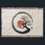 Enso Circle and Bonsai Tree on Canvas Throw Blanket<br><div class="desc">Enso Circle and Bonsai Tree on Canvas</div>