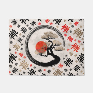 Enso Circle Bonsai Tree on Zen Symbol pattern Doormat