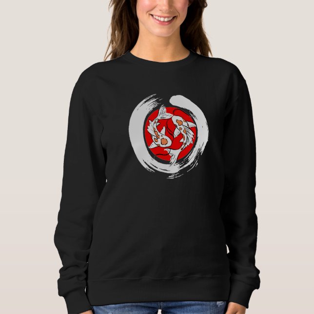 Enso Circle Koi Fish Japanese Art Ukiyo-E Yin Yang Sweatshirt (Front)