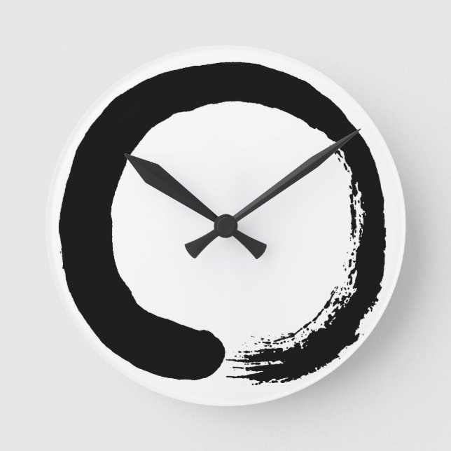 Enso Circle Zen Calligraphy Round Clock (Front)