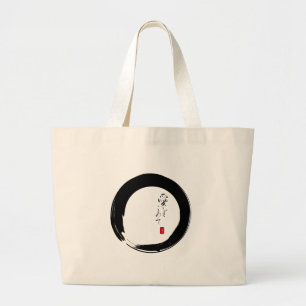 Enso with "With Love" kanji text Large Tote Bag