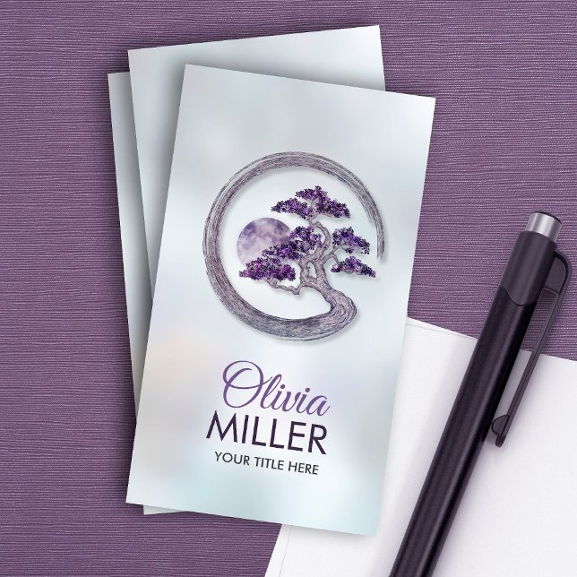 Enso Zen Circle Amethyst Bonsai Tree  Business Card (Creator Uploaded)