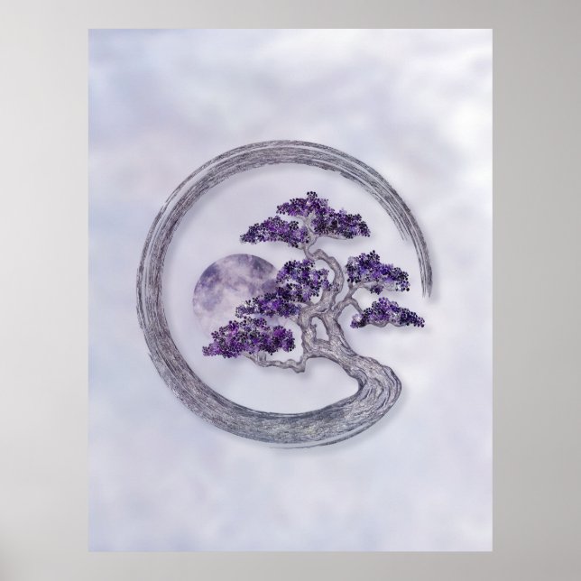 Enso Zen Circle Amethyst Bonsai Tree  Poster (Front)