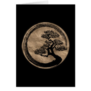Enso Zen Circle and Bonsai Tree Gold