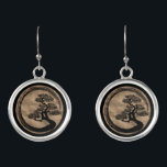 Enso Zen Circle and Bonsai Tree Gold Earrings<br><div class="desc">Enso Zen Circle and Bonsai Tree Gold</div>