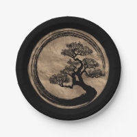Enso Zen Circle and Bonsai Tree Gold