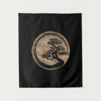 Enso Zen Circle and Bonsai Tree Gold