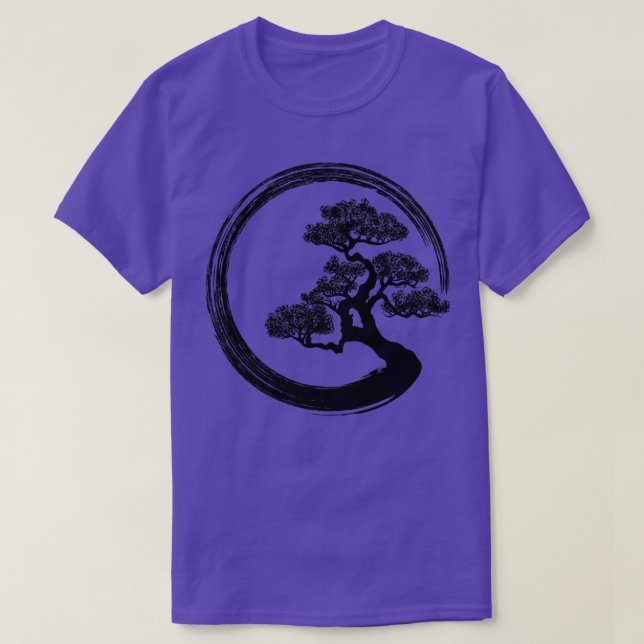 Enso Zen Circle and Bonsai Tree  T-Shirt (Design Front)
