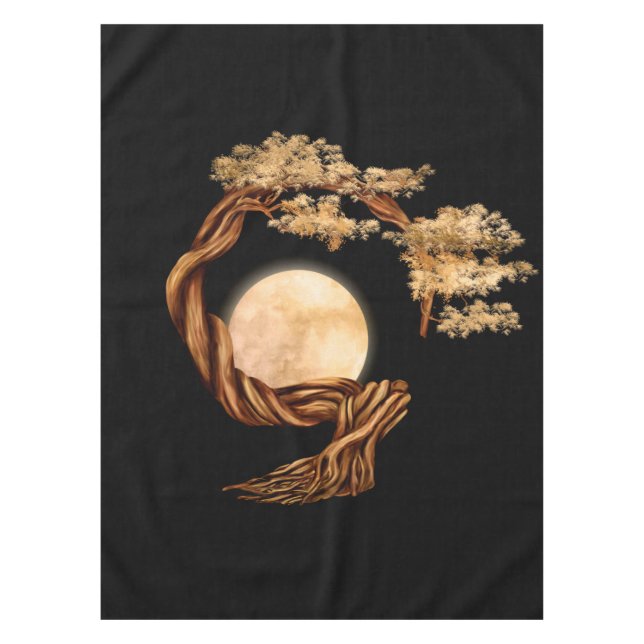 Enso Zen Circle Bonsai Tree Tablecloth (Front)