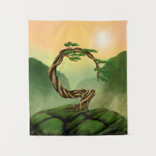 Enso Zen Circle Bonsai Tree Tapestry